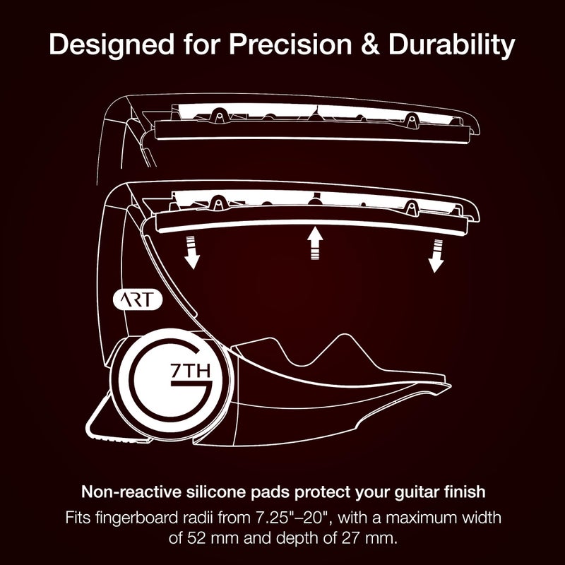 G7th Performance 3 Guitar Capo - Steel String Silver - 52mm - Adaptive Radius Technology, Precise Tuning, Unique Tension Control for Easy One-Handed Use - 6 String Acoustic and Electric Guitars - Image 5